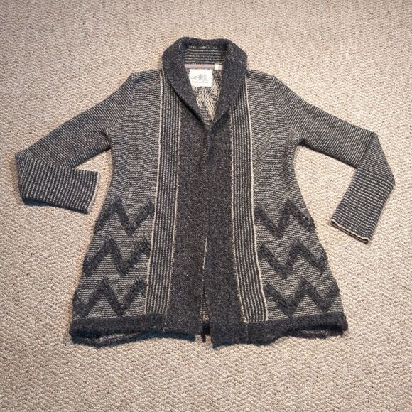 Anthropologie Angel of the North Cardigan Sweater Medium Gray Wool Open Front - Picture 1 of 6